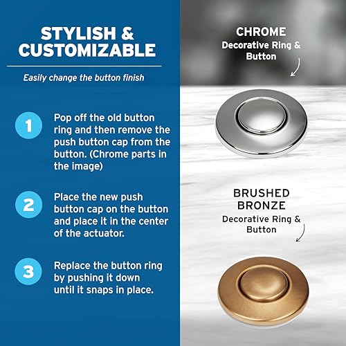 InSinkErator Blende Satin Nickel für pneumatischen Drucktaster / Balgtaster – SinkTop Switch Push Button STC-SN - 6